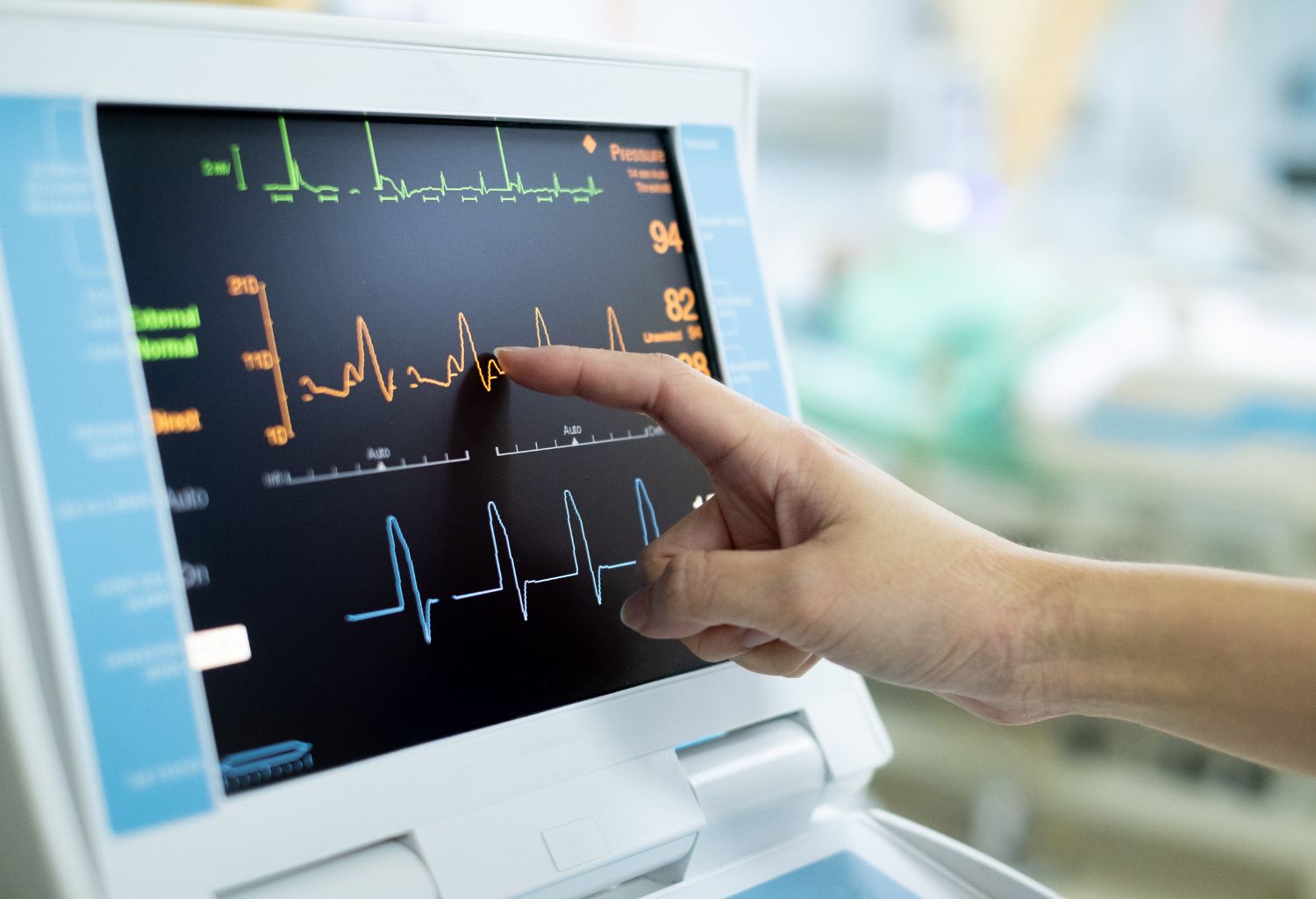 Medical Equipment: EKG monitor in intra aortic balloon pump machine. Medical equipment